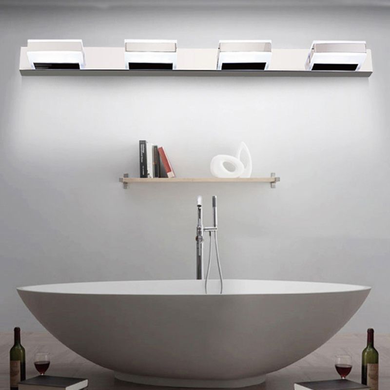 Edelstahl Quadratwaschtische Lampe moderne weiße und verchromte LED -Leuchten für Bad