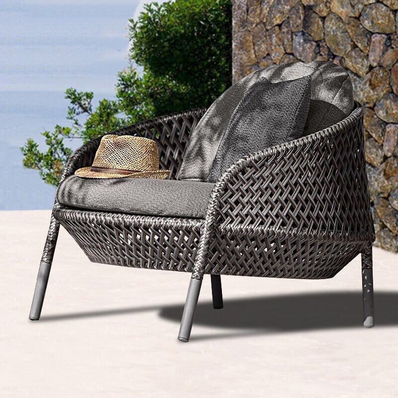 Industrial Metal Frame Outdoor Patio Sofa Water Resistant Patio Sofa