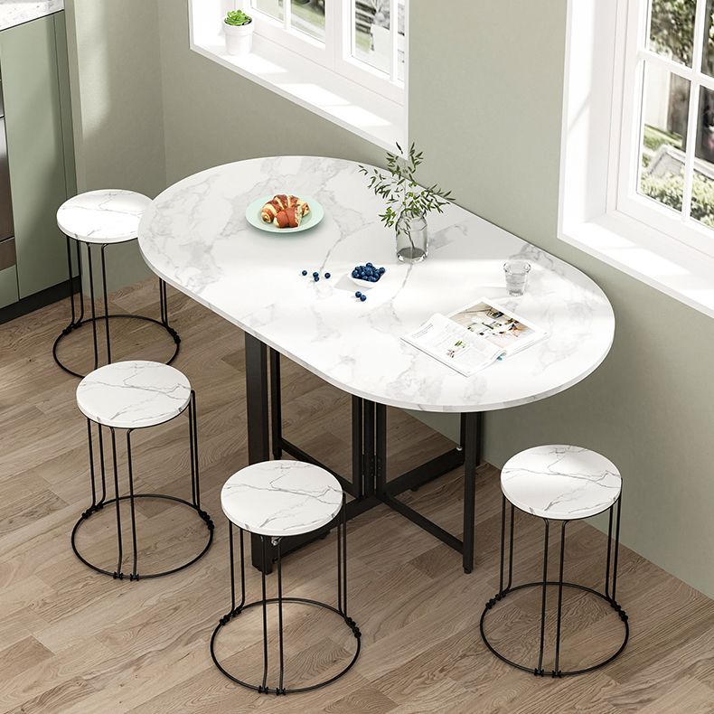 Mesa de comedor de estilo moderno Mesa de comedor ovalada de hoja ovalada para uso doméstico
