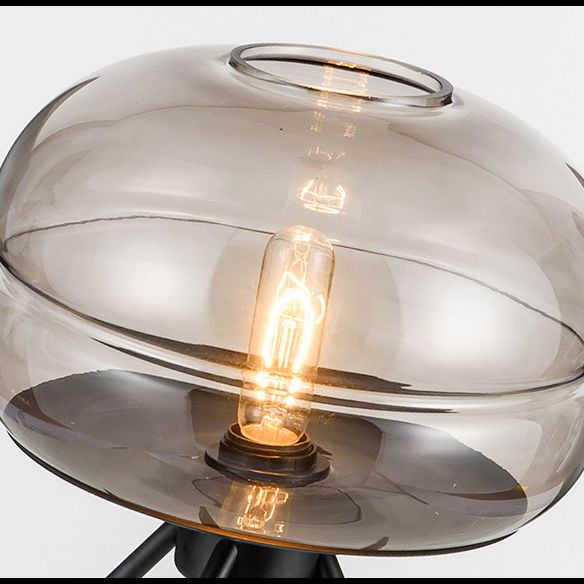 11.5" Wide Drum Glass Table Lamp Nordic Simplicity Style Nightstand Light with Black Metal Tripod Base