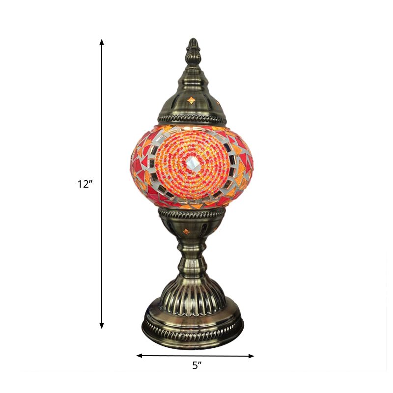 Kugelförmige Tischlampe Traditionelle blau/grün/fluoreszierende gelbe Glas 1 Glühbirnen Wohnzimmer -Aufgabenbeleuchtung