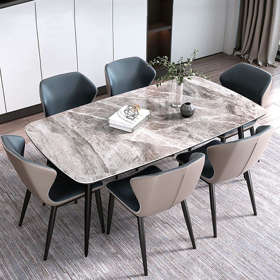 Contemporary Sintered Stone Dining Room Set Fixed Dining Set with Rectangle Table for Restaurant