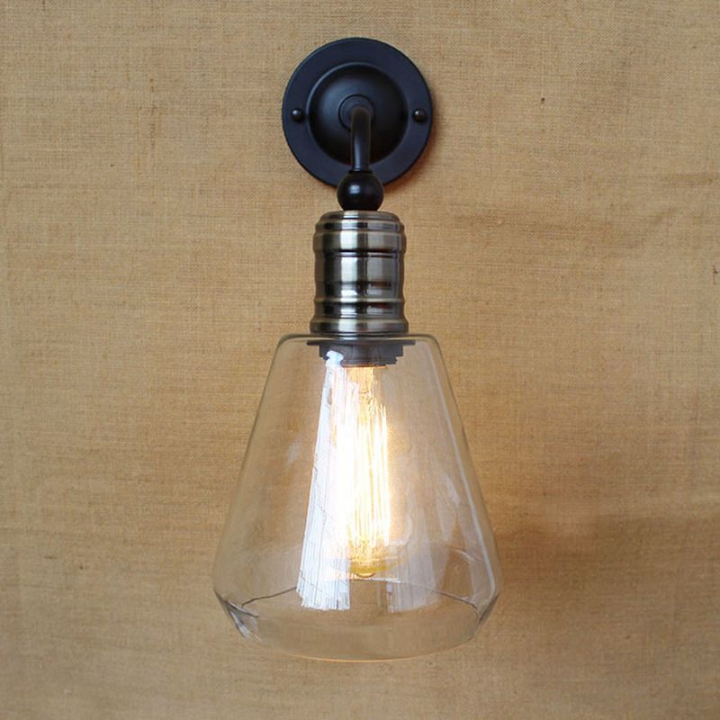 American Vintage Style Wall Lamp Simplicity 1 Light Sconce Light in Glass Shade