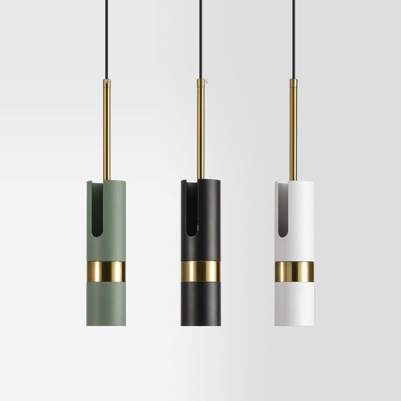 Postmoderne Light-Luxury suspendu lampe à pêche cylindrique en métal