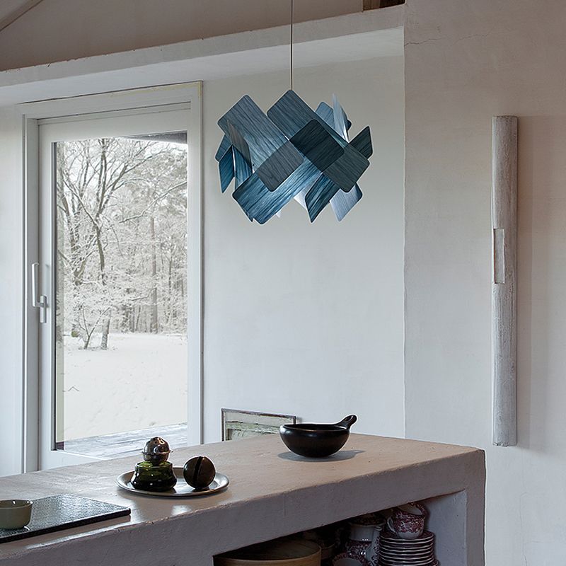 Geometry Shape Hanging Lamp Faux Wood 1 Head Bedroom Suspension Lighting