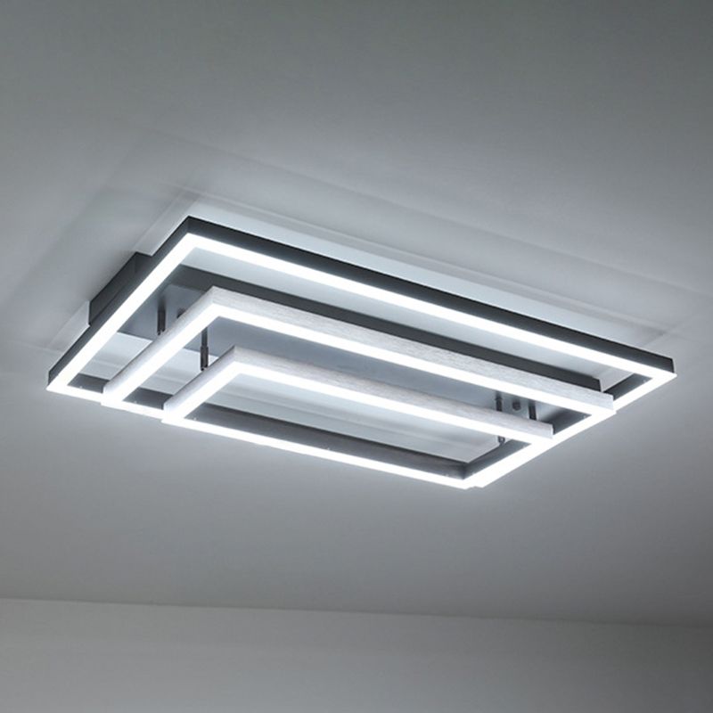 Plafonnier LED rectangulaire réglable, salon contemporain en aluminium, proche du plafonnier