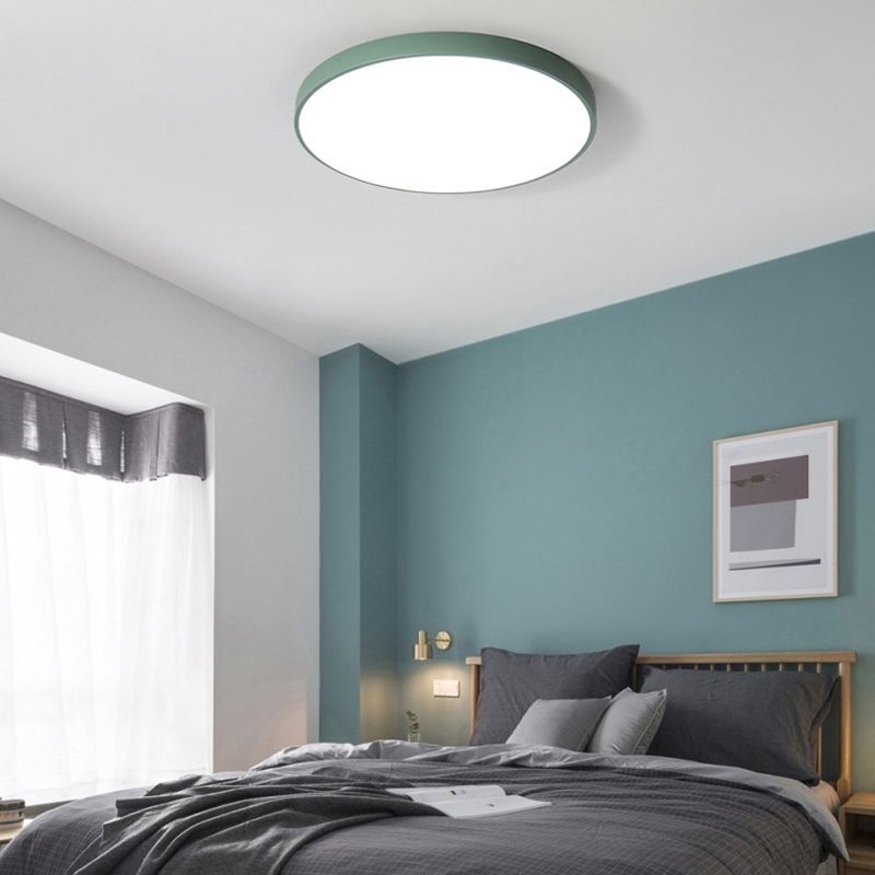 1-Light Round Shade Flush Mount Nordic Macarons Style Flush Mount Ceiling Lighting Fixture