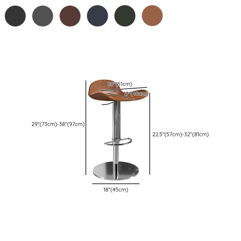 Contemporary Metal Legs Bar Stools Faux Leather Counter Chair