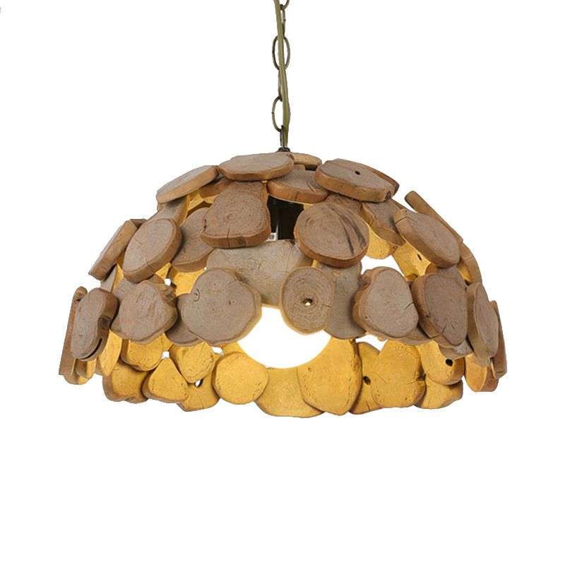 Lámpara colgante de madera natural de Luz colgante Vintage Vintage Vintage con cadena ajustable