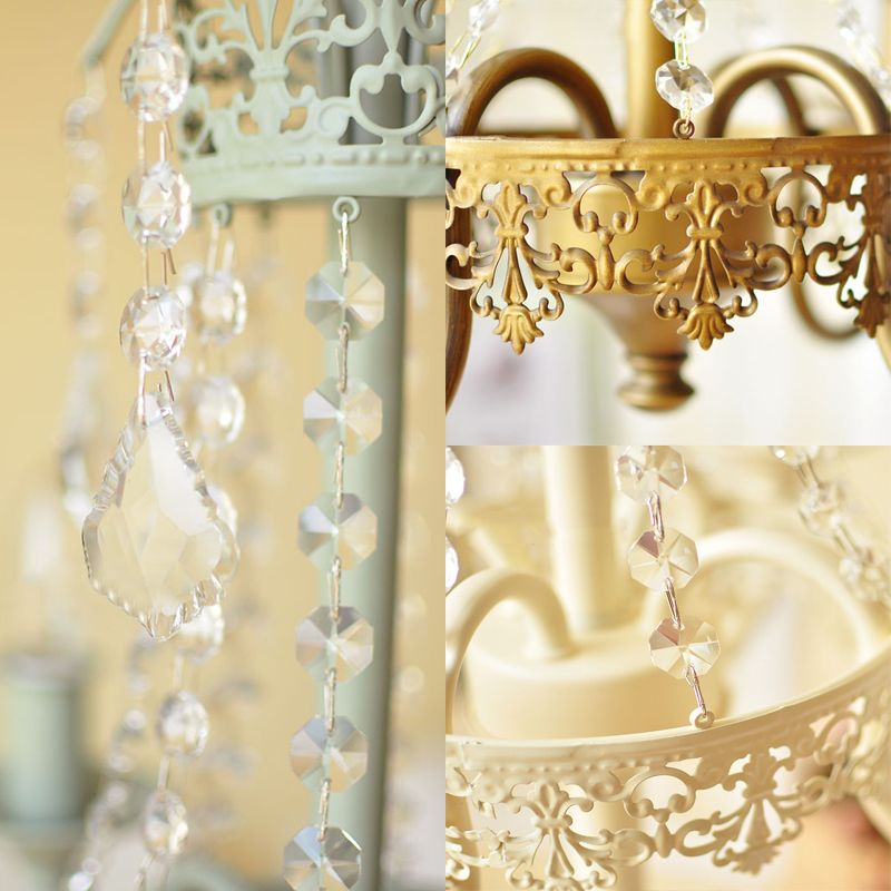 Cougies métal et cristal suspendu rustique 4/6 lumières salon lustre lumière en gris / blanc / laiton