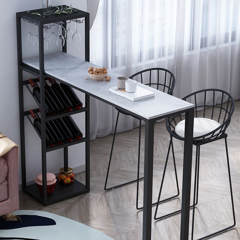 Modern Rectangle Bistro Bar Height Cocktail Table Marble Sled Indoor Bar Table