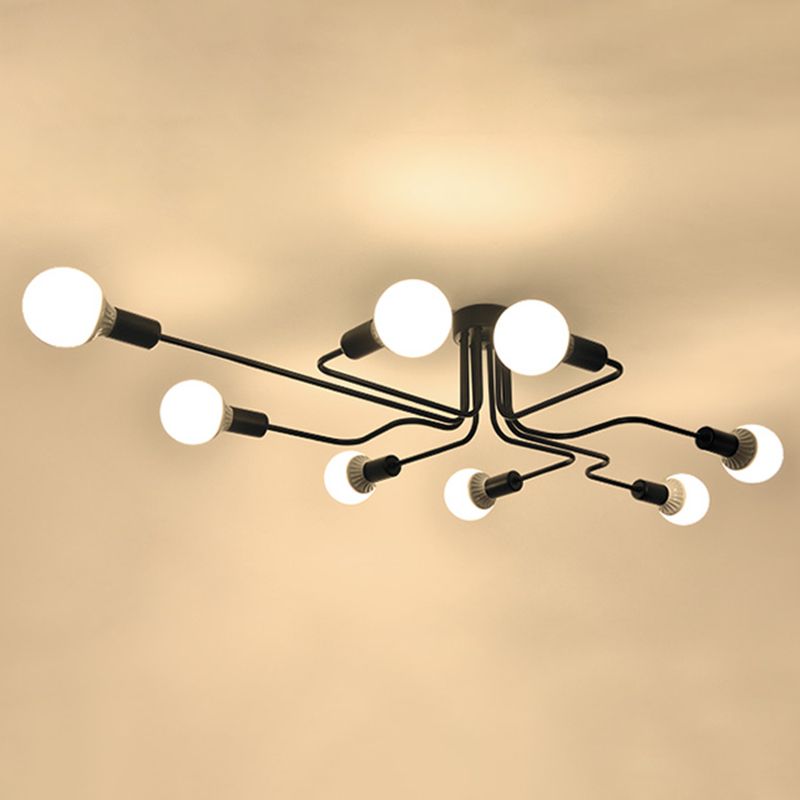 Open bol metalen spinnen plafondlicht industriële stijl multidichte semi-spoeling mount lamp voor woonkamer