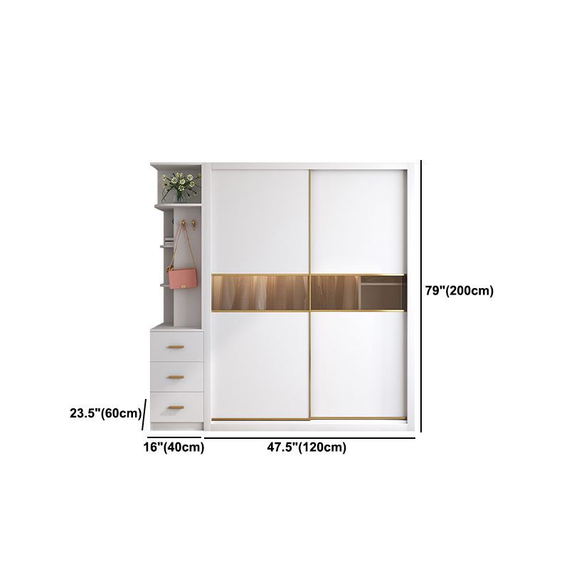 Contemporary Style Wooden Wardrobe Soft Close Door Wardrobe Closet with Drawer