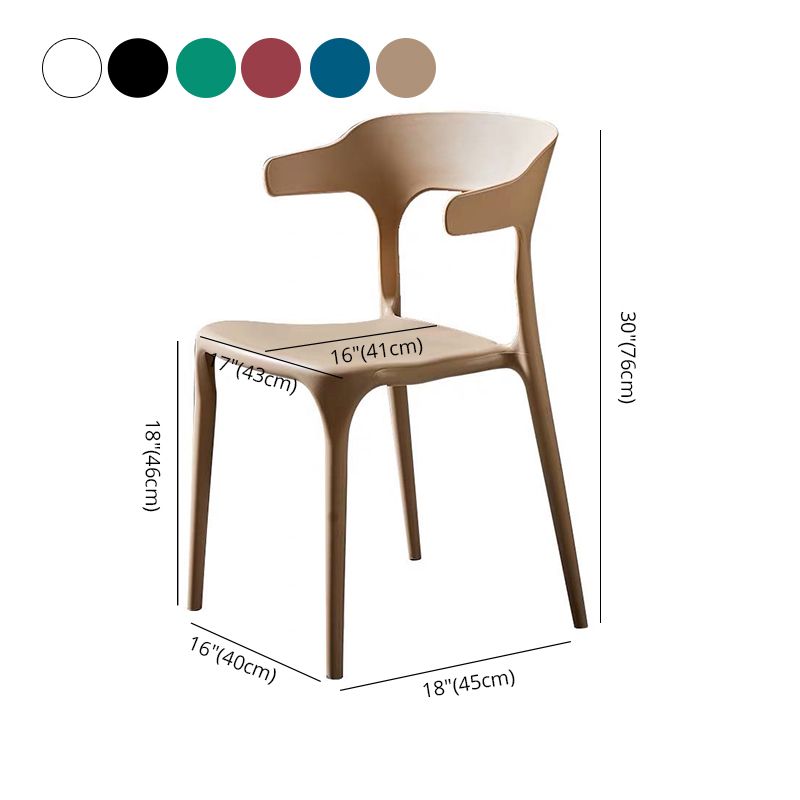 Sillas de comedor de plástico escandinavo, sillones con respaldo abierto para el hogar (juego de 4)