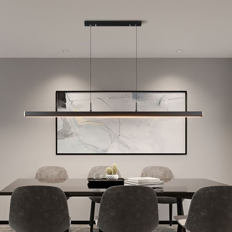 Long Linear Island Lampe Nordic Modern Style Led Kronleuchter für Esszimmer