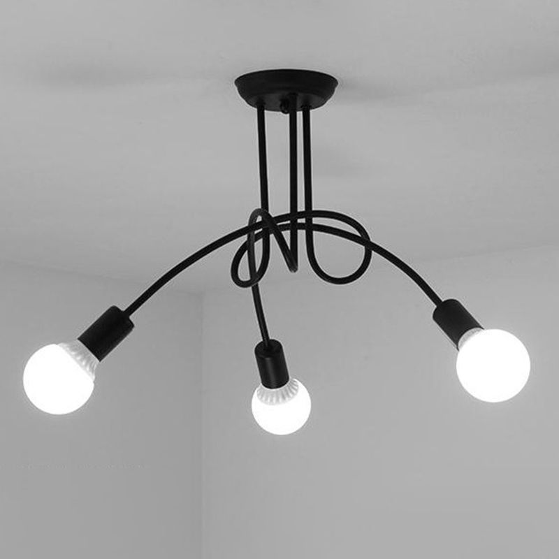 Lustre métallique industriel à montage Semi-encastré, ampoule nue, montage au plafond, pour chambre à coucher