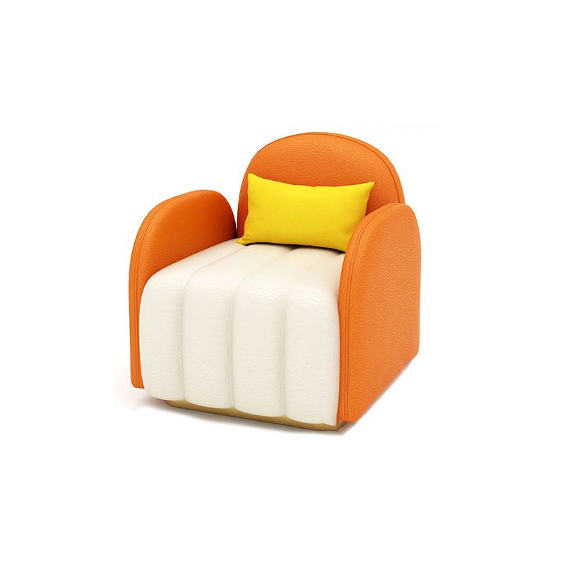 Contemporary Round Arm Standard Sofa Tight Back Faux Leather Sofa