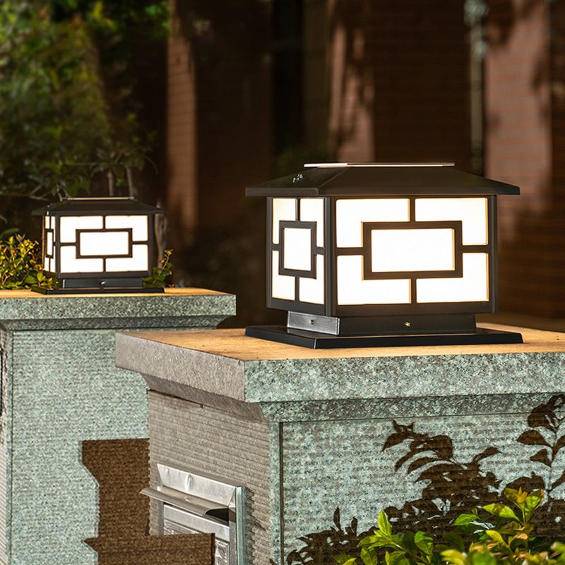 Modern Pillar Lighting Fixture Minimalist LED Solar Lamp for Backyard