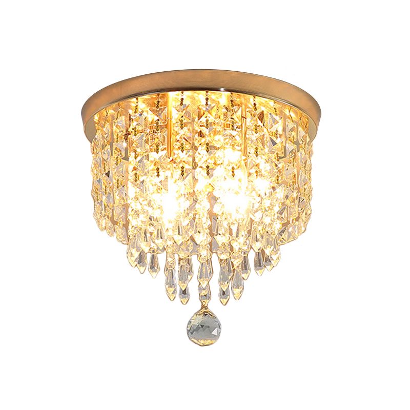 Crystal Strand Waterfall Flushmount Contemporary 8"/10" Wide 2-Light Hallway Ceiling Light Fixture