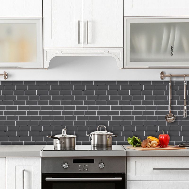 Brick Wallpaper Panel Set Dark Grey PVC Wall Decoration, Peel and Paste, 11' x 8.3"