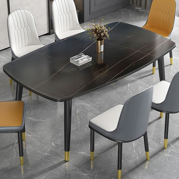 Modern Sintered Stone Top Kitchen Dining Table Rectangle Shape Dining Table with 4 Legs Base
