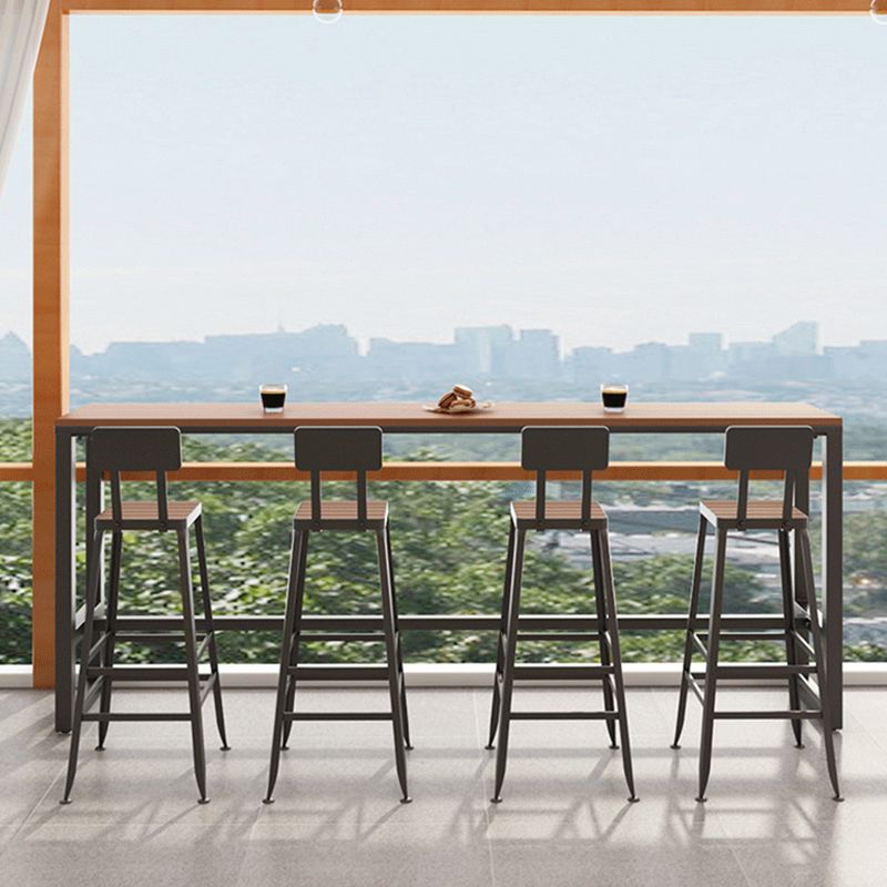 Industrial Manufactured Wood Pub Set 1/5 Pieces Rectangle Bar Table with Metal Stools