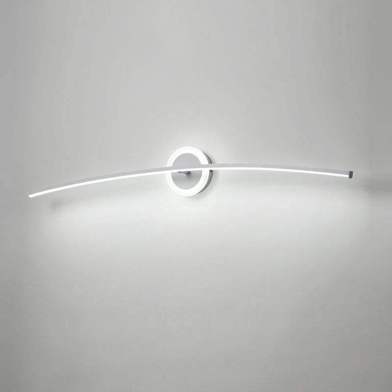 Single Modernism Style White Linear Statement LED Bathroom Vanity Light