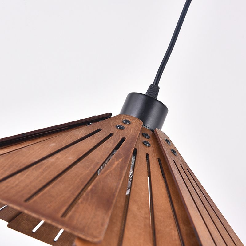 Geometry Shaped Basswood Ceiling Pendant Light Modern Style Hanging Light for Dining Room