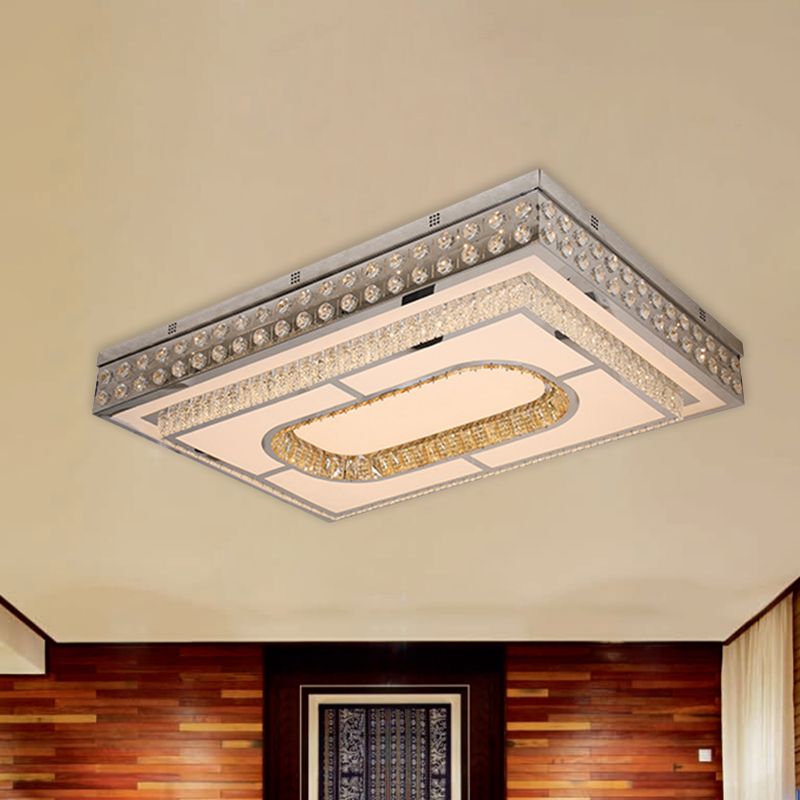 Rechteck Parlor Deckenleuchte Moderne Kristall Chrom Finish LED Flush Mount mit Cutouts Design