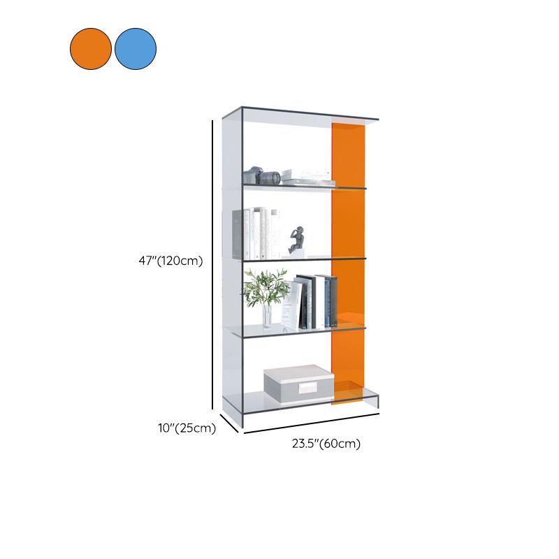 Contemporary Open Back Vertical Bookshelf Geometric Acrylic Bookshelf