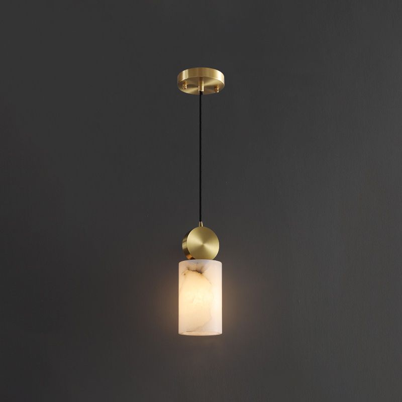 Nordic Brick Shade Pendant Light, Minimalist Marble Hanging Light in White