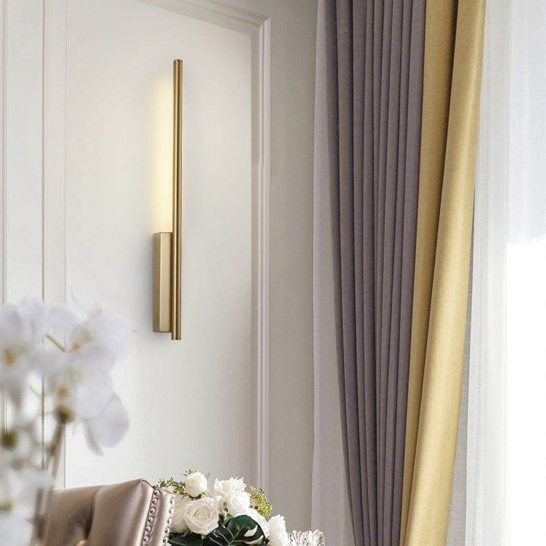 Sconce da parete lineare a 1 luce moderna illuminazione da parete in stile semplice in oro e cromo nero e ottone