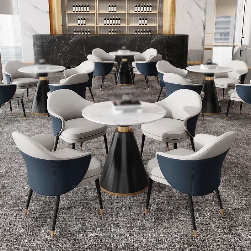 Contemporary 1/4/5 Pieces Dining Set Round Dining Room Table Set with Leather Chairs