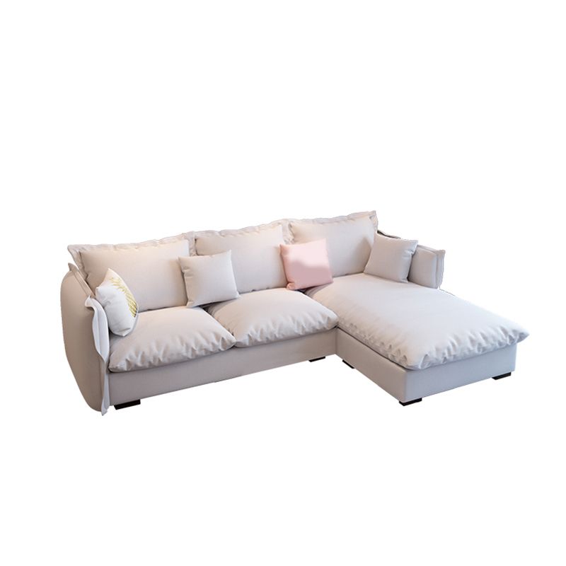 Modern Square Arm Sofa & Chaise, Loose Back Linen Sofa - 70.87" D