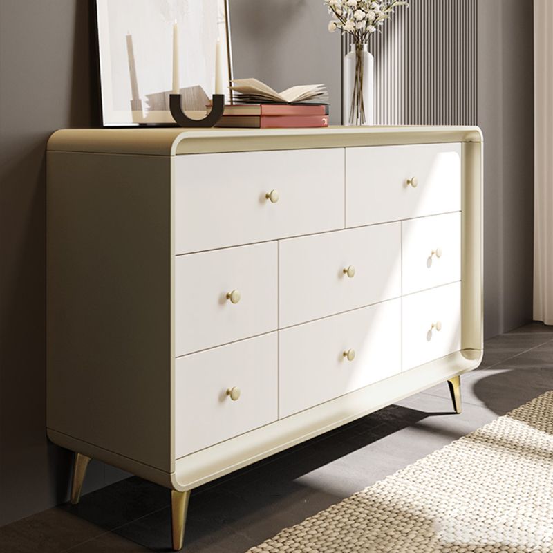 Classic Glam Horizontal Double Dresser Rubber Wood Storage Chest Dresser for Bedroom