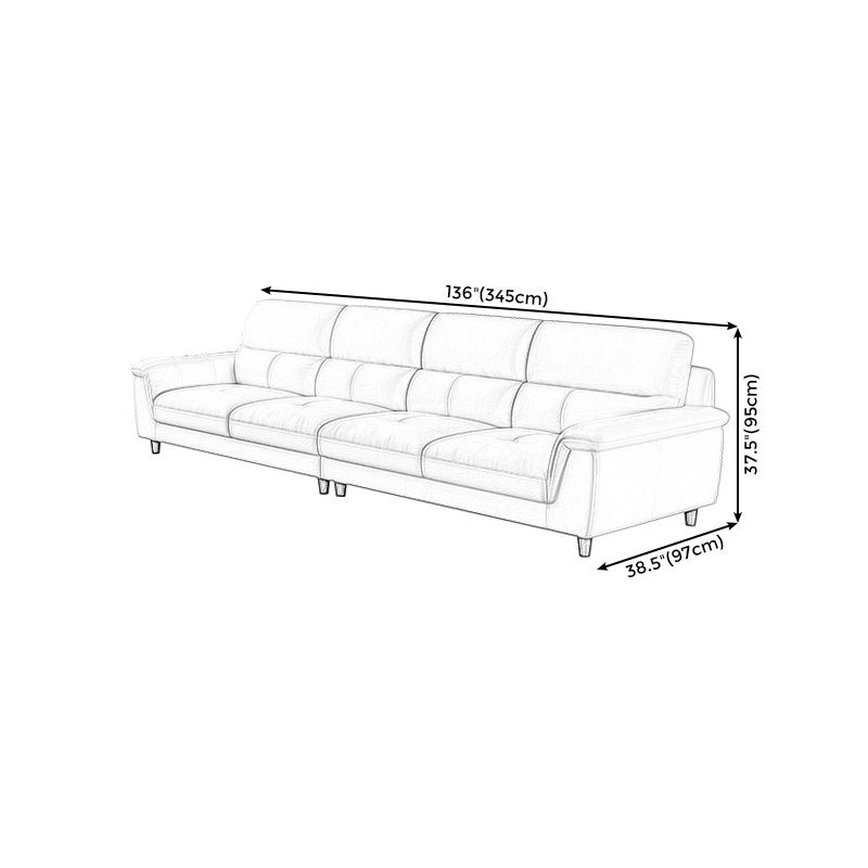 Modern Cream High Back Sofa and Chaise Pillow Top Arm Leather Sectional