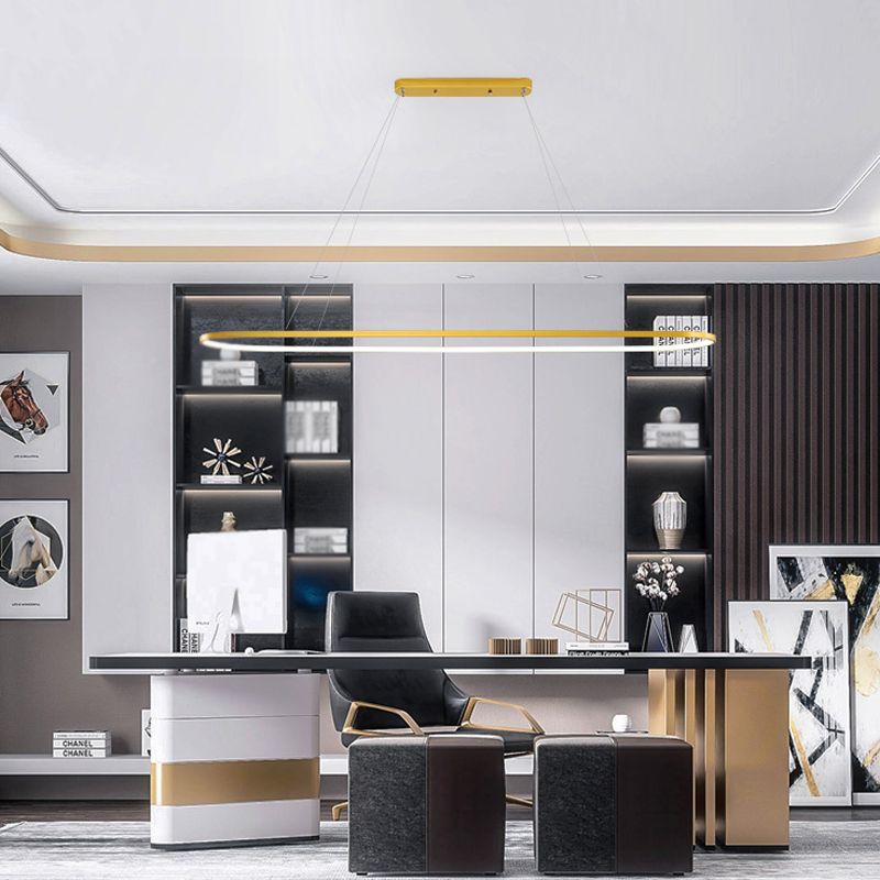 Luz de la isla contemporánea de metal ovalado 1 luces de la isla ligera en oro