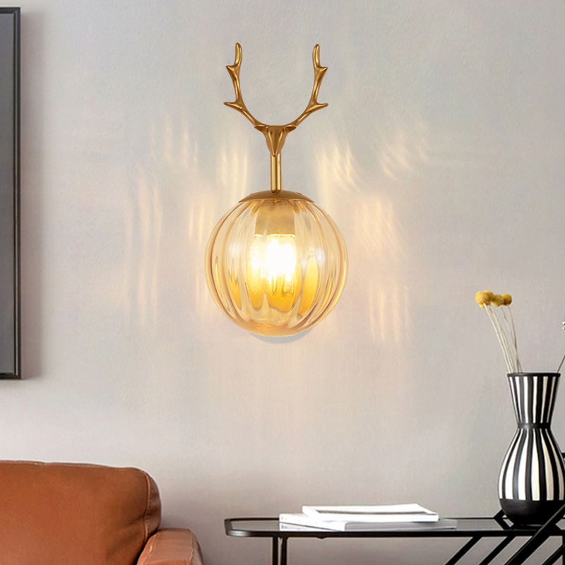 1-Light Ball Wall Lamps Modern Style Glass Wall Mounted Lights