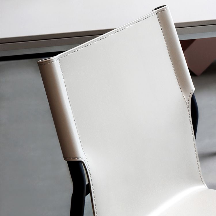 Faux Leather and Metal Dining Room Chair Contemporary Side Chair