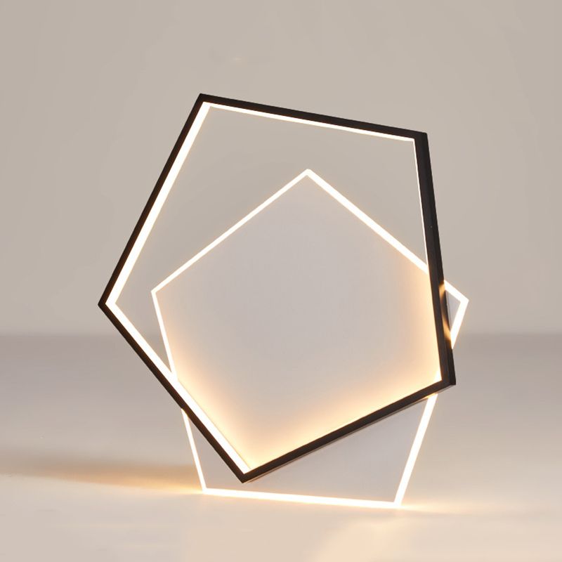 Black and White LED Flush Mount in Modern Concise Style Aluminium Pentagon Ceiling Light with Acrylic Shade