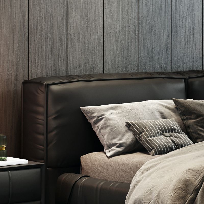 Contemporary Solid Wood with Headboard Rectangular Panel Bed Frame