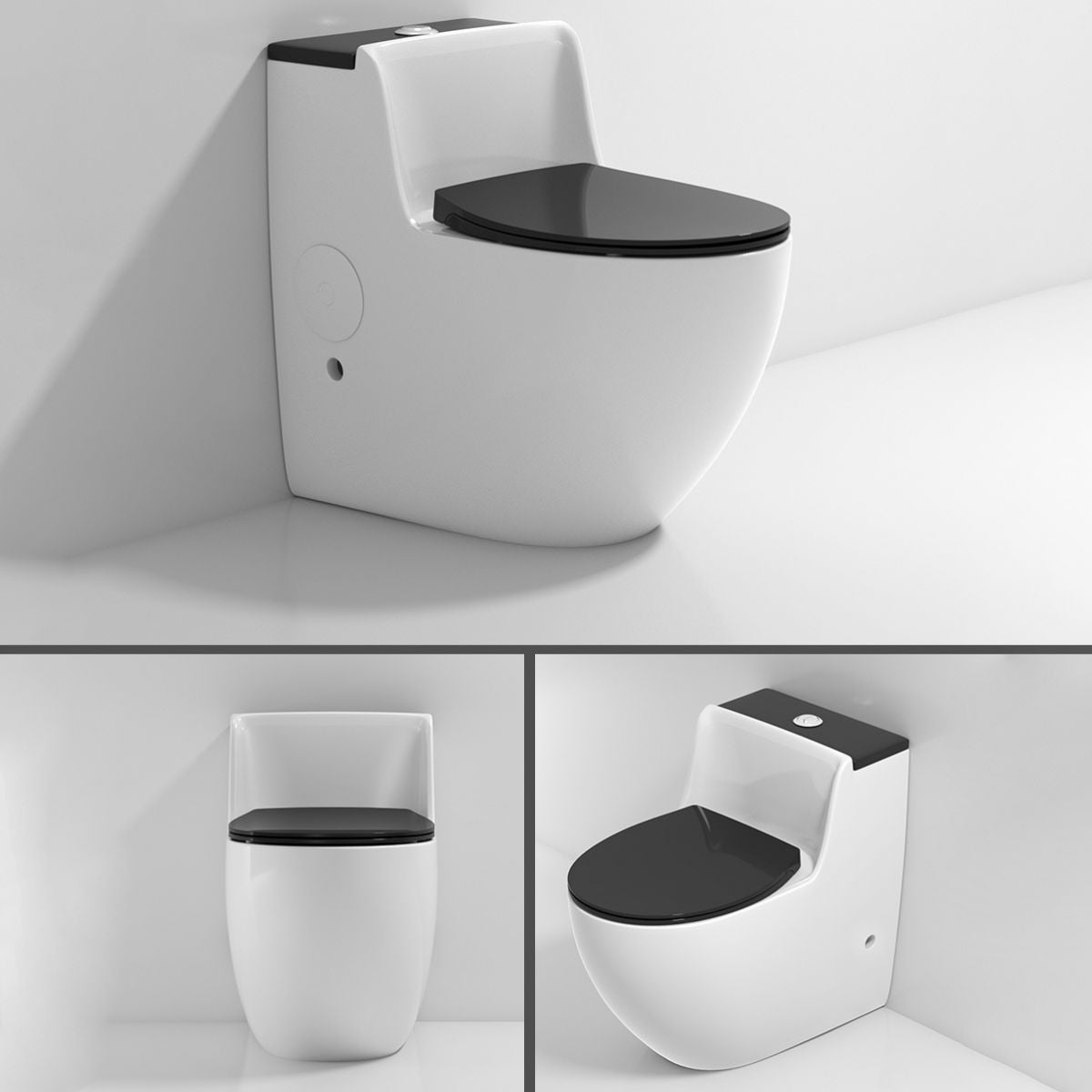 Modern Elongated Toilet Bowl Siphon Jet Flush Toilet with Seat