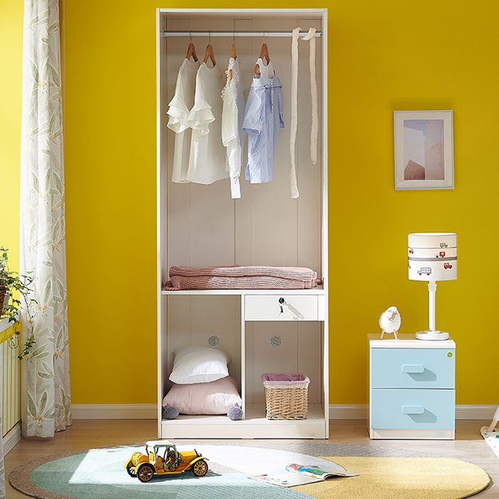 Blue Manufactured Wood with Shelves with Garment Rod Armoire Closet