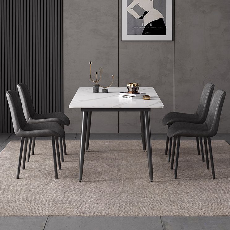 Mesa de comedor de piedra sinterizada Estilo industrial 4 patas Mesa base de rectángulo para comedor