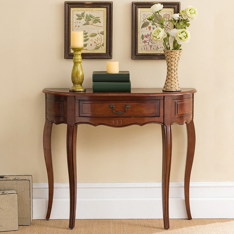Victorian Wood Console Table Brown Console Sofa Table for Hall