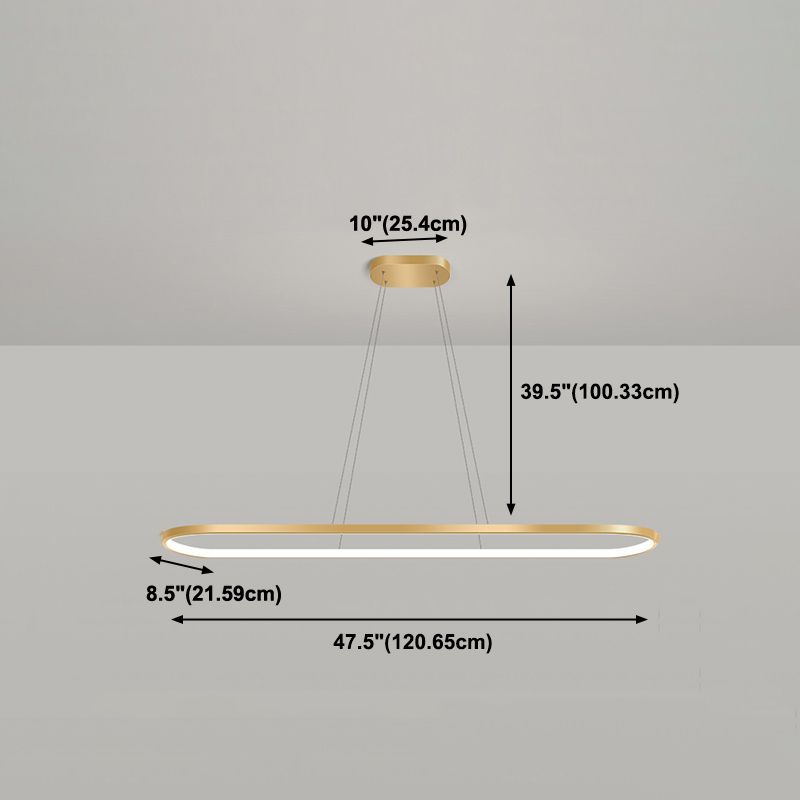 Estilo moderno forma lineal colgante metal luz 1 accesorio de iluminación colgante de luz en oro