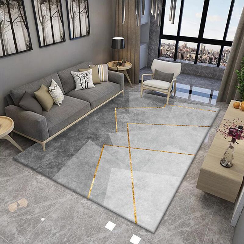 Minimalist Polyster Carpet Funky Geometric Pattern Rug Living Room Carpet with Non-Slip Backing