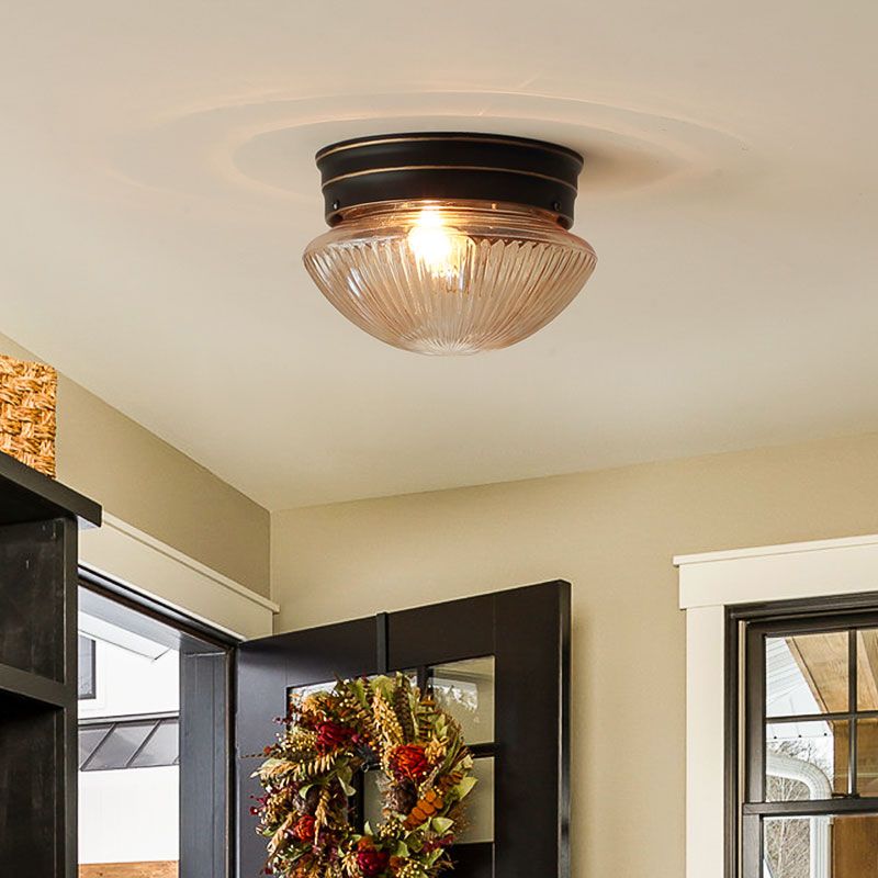 7.5 "Wide Classic Bowl Flush Mount Vetro 1 Luce Flush Plafoniera per Foyer