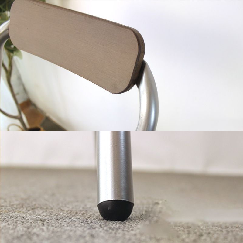 Contemporary Metal Barstool Wood Rectangle Cushion with Chrome Base