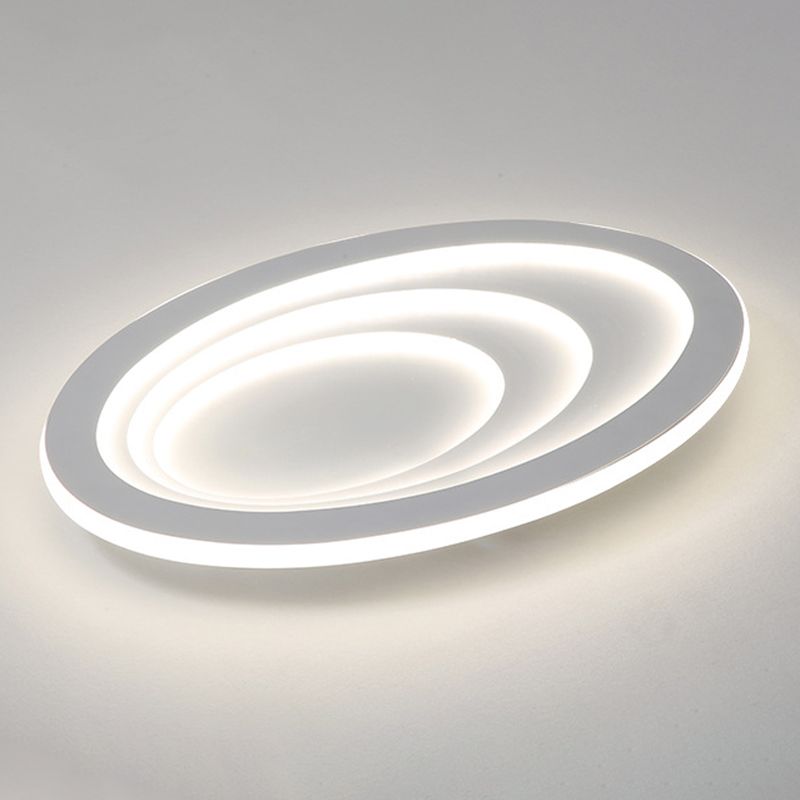 Plafonnier LED à montage encastré pour chambre à coucher, luminaire de plafond blanc de Style moderne avec abat-jour ovale en acrylique